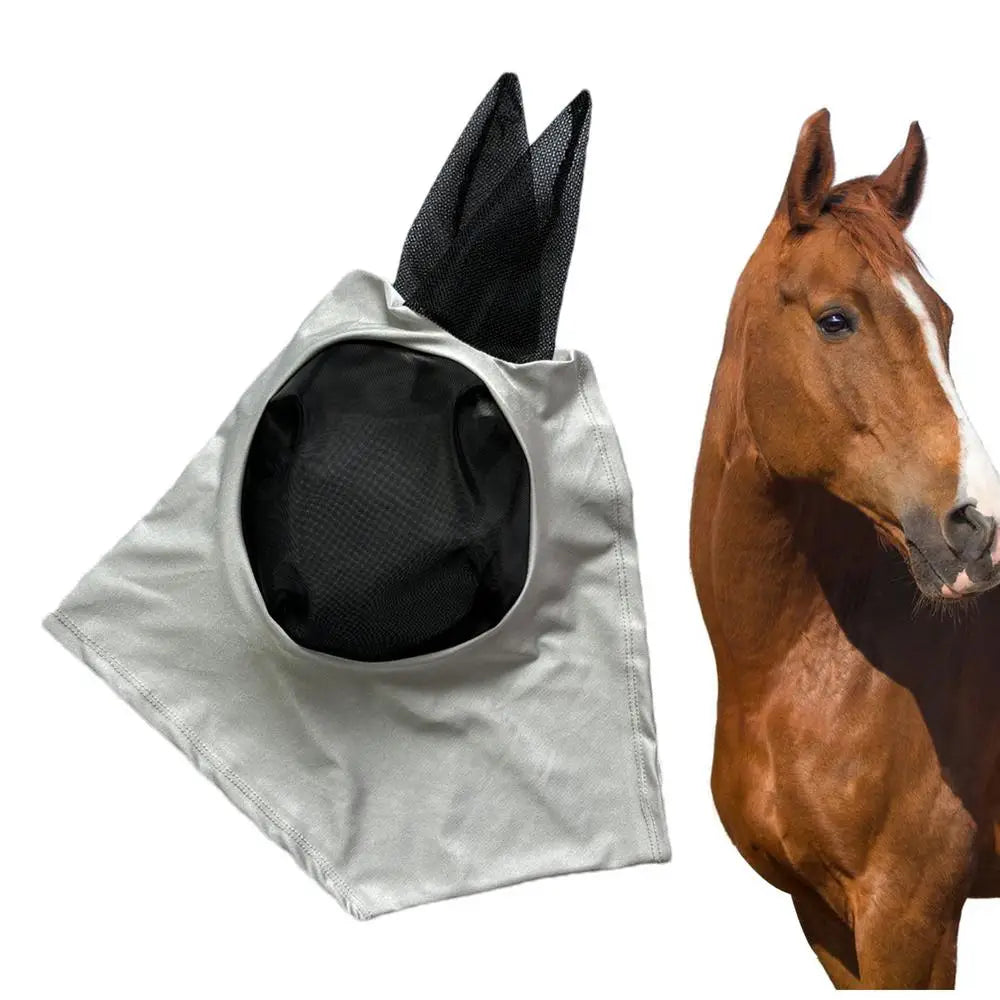 Fly Covers for Horses Fine Mesh UV Blocking Elastic Cover with Ears Machine Washable Equestrian Supplies for Outdoors