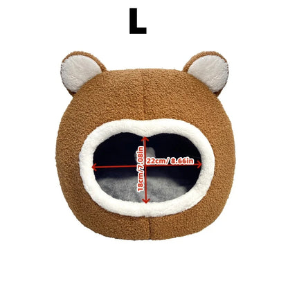 Brown Cat Bed Warm Pet House Soft Long Plush Kitten Lounger Cushion Small Dogs Tent Cave Beds For Cozy Cat House Mat Supplies