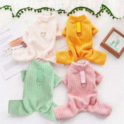 Winter Pet Clothes Dog Jumpsuit Fleece Dog Warm Coat Solid Soft Puppy Sweatshirt Chihuahua French Bulldog Costume Dog Pajamas