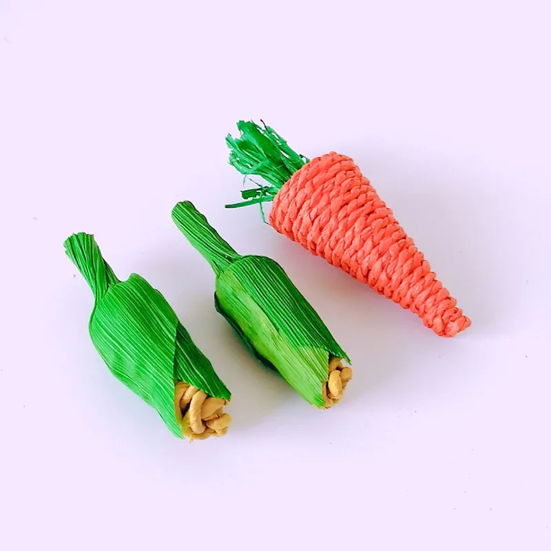 Natural Straw Rope Carrot Hamster Molar Chew toy Small Pets Toys For Hamster Rabbit Grinding Groducts Gnaw Toy Supplies