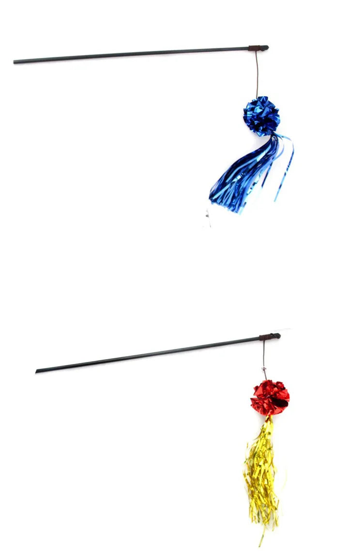 Cat Toy Cat Teaser Sticks Colorful Paper Ball Cat Teaser Stick Reflective Colored Interactive Cat Toy Style Cat Teaser Stick