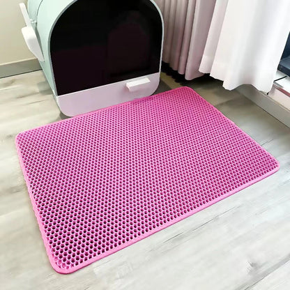 1pc, Cat Litter Mat, Cat Waterproof Litter Trapping Mat,Double Layer Filter Washable Non Slip Cat Mat For Cleaning, Pet Supplies