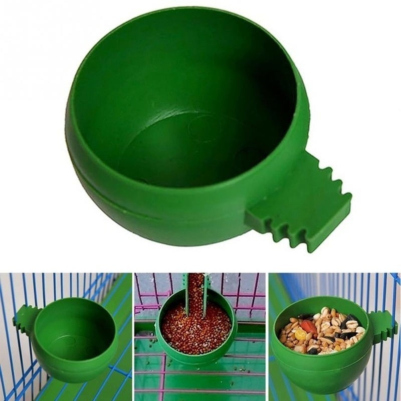 3Pcs/Set Green Plastic Parrot Mini Food Water Bowl Feeder Plastic Birds Pigeons Cage Sand Cup Feeding Tool Accessory
