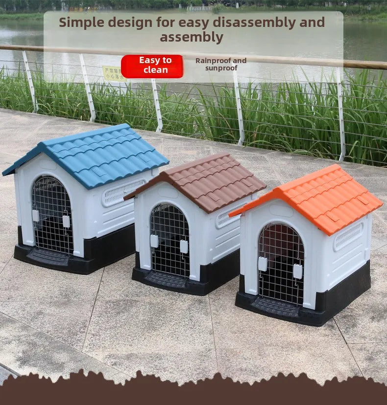 Outdoor kennel with toilet, sun protection in summer, universal in all seasons, outdoor rain-proof dog house, warm in winter, s