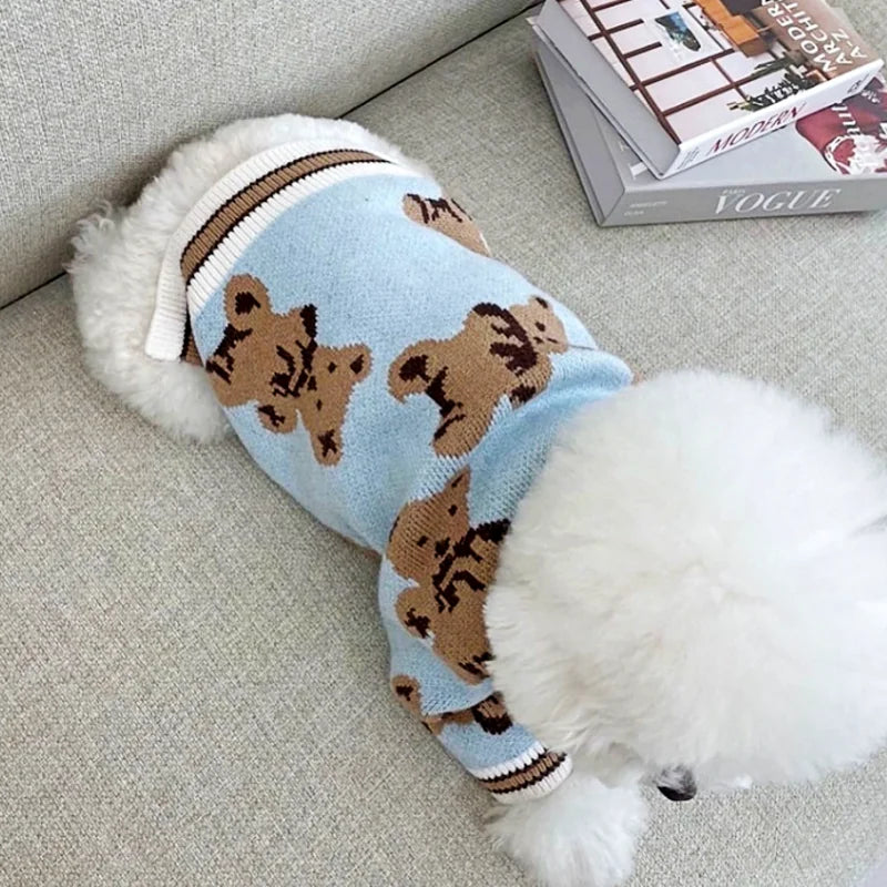 Autumn Winter Dog Clothes Chihuahua Bichon Pet Dog Sweater Soft Striped Cardigan Coat Puppy Warm Knitted Jacket Dog Girl Costume