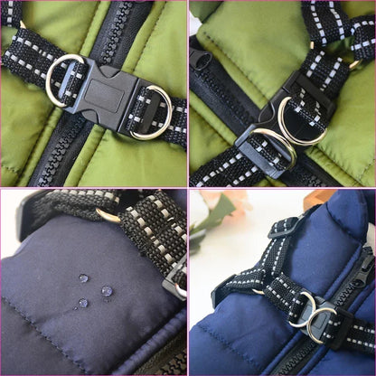 Winter Dog Clothes For Small Dogs Warm Fleece Large Dog Jacket Waterproof Pet Coat With Harness Chihuahua Clothing Puppy Costume