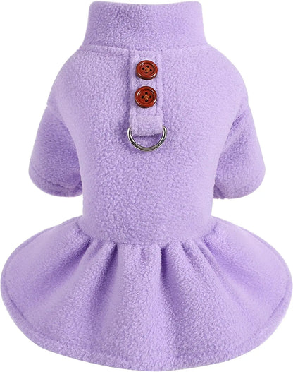 Thermal Fleece Dog Dress for Small Dogs Girl Winter Dog Sweater Puppy Clothes Chihuahua Yorkie Teacup Pet Outfit Cat Apparel