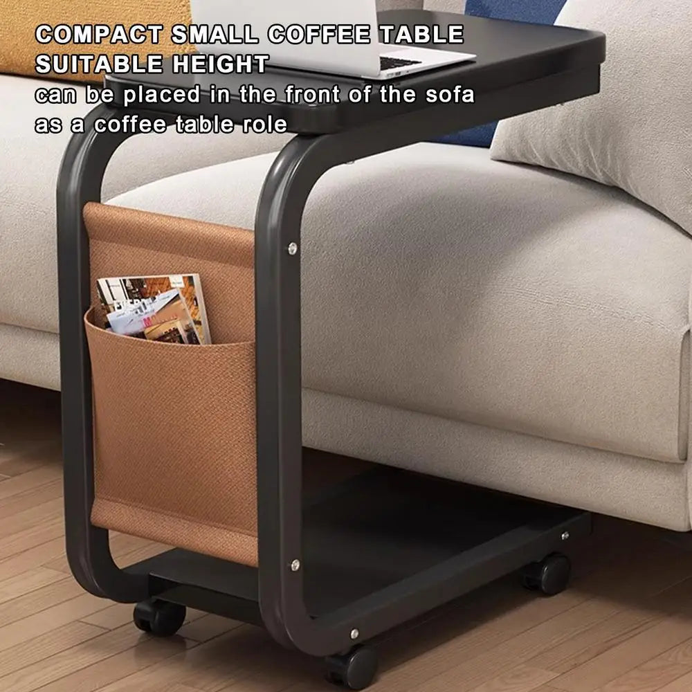 End Table C Shape Small Side Table For Living Room Double Layer Movable Side Table For Sofas Living Rooms Bedside Areas Small