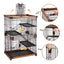 Pet Scene Large 3-Tier Pet Enclosure with WPC Frame and Iron Wire Button Closure Rabbit Hutch Cat Cage Ferret Kennel for Pets