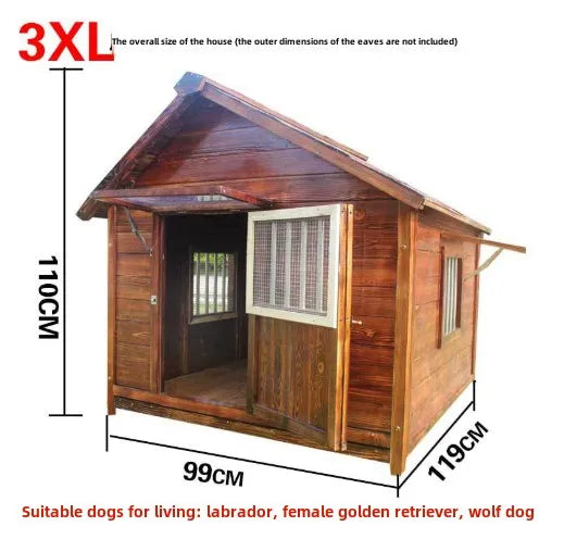 Dog House Outdoor Waterproof  Solid Wood Dog Villa with Yard Outdoor Rainproof Type Four Seasons Universal Pet Kennel