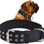 Heavy Duty Wide Military Thick Dog Collars for Large Dogs Adjustable Strong Nylon Tactical Pet Collar with 2-Rows Metal Buckle