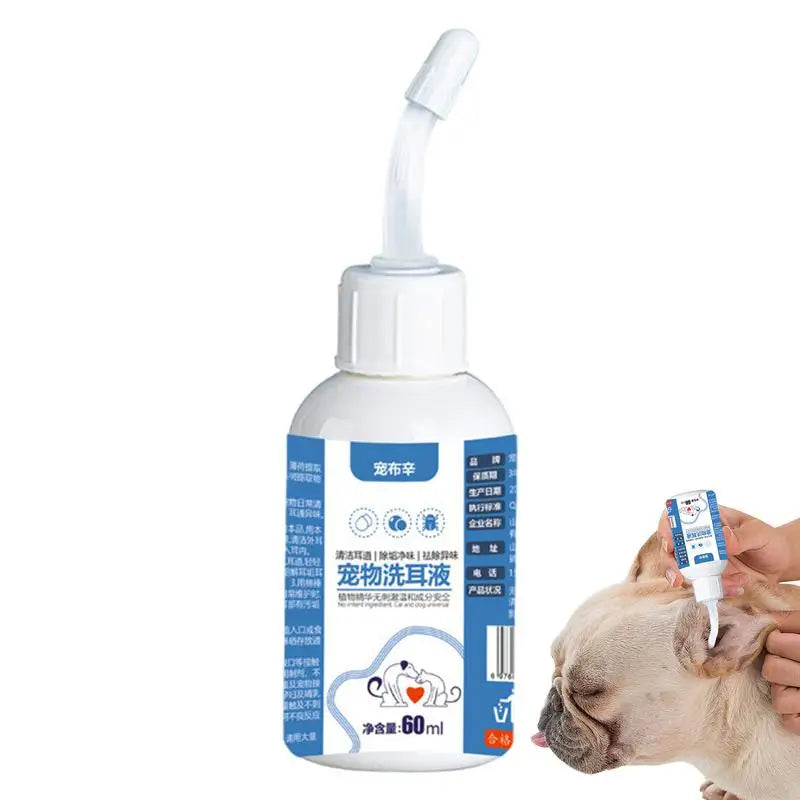 Ear Drops for Cat and Dog 60ml Gentle & Natural Ear Drops Ear Cleaning Liquid Regular Use Helps Avoid Discomfort Dog Ear Cleaner