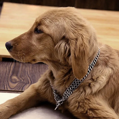30-71cm Dog Collar Metal Adjustable Double Row Telescopic Chain Triple Ring Explosion-Proof Punch Collar Dog Training Supplies