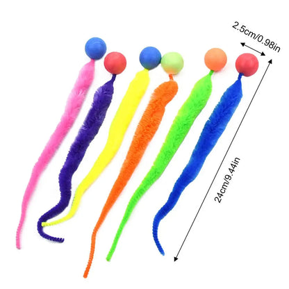 6pcs/set Cat Ball Toy Cat Tail Toy Cat Interactive Ball Creative Fuzzy Toys Bouncy Tails Cat Toy Cat Chaser Toy Kitten Playing