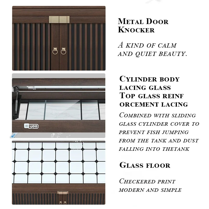 YEE Hot Sale New Chinese Style  Multi Color Home Office Middle Large  Glass Aquarium Fish Tank
