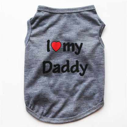 Small Dog Clothes Soft Cotton Puppy Shirt Classic Daddy Mommy Printed T-shirt Pet Vest Clothing for Cats Chihuahua Dog Apparel