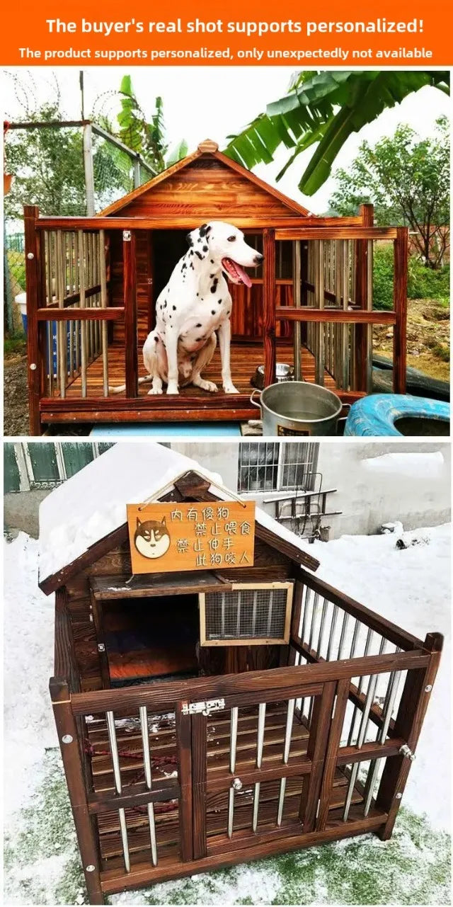 Outdoor Waterproof Solid Wood Kennel Medium and Large Dog Golden Retriever Kennel House Rainproof Outdoor Four Seasons