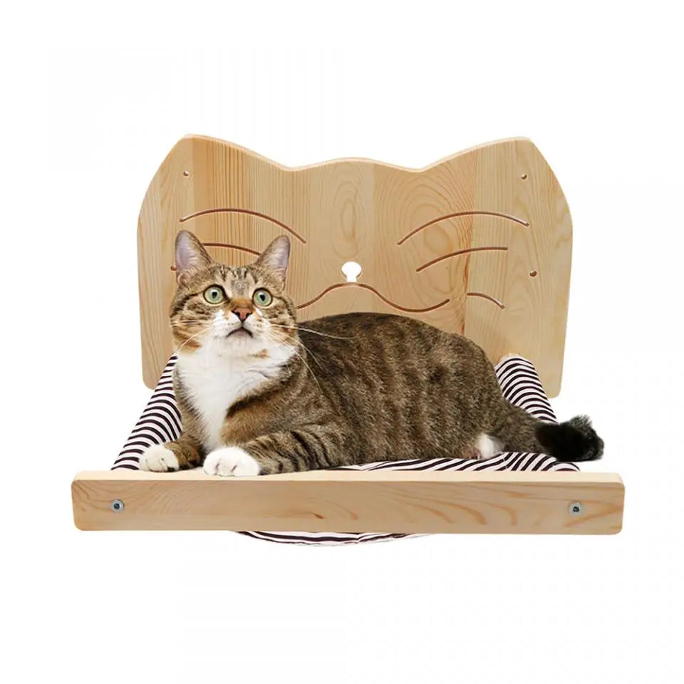 Cat Wall Mounted Furniture Hammock Climbing Shelves Cat Scratching Post Wooden Stairway Shelves Sisal Ladder Cat Climbing Frame