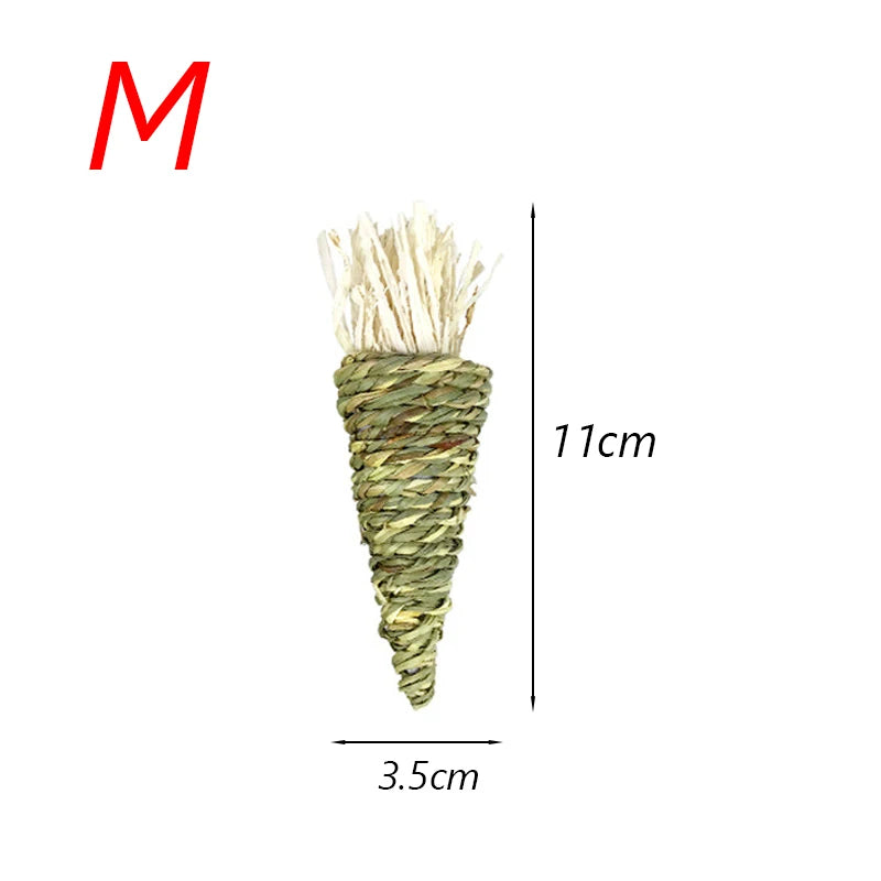 Natural Paper Rope Rabbit Puzzle Toy Grass Weaving Radish Carrot Shape Pet Accessories Guinea Pig Chinchillas Small Animals Toys