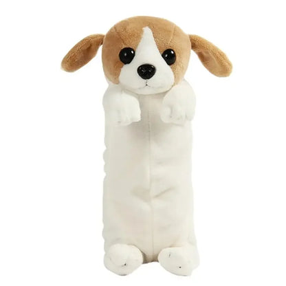 1PC Estuche de lápices de felpa suave para niños y niñas, bolsa de bolígrafos de simulación , lindo perro, papelería escolar