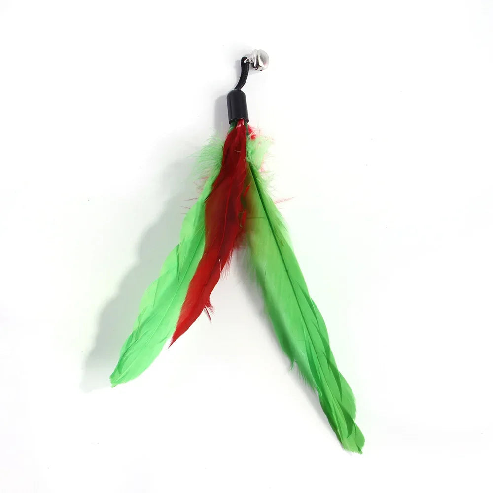 Funny Cat Stick Toy Furry Feather with Bell Cat Stick Toy Kitten Playing Pet Accessories Worm on A String Cat Toys Interactive