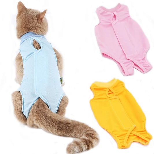 Pet Cat Recovery Suit for Abdominal Wounds or Skin Diseases E-Collar Alternative, After Surgery Wear Onesie Bodysuit Cat Clothes