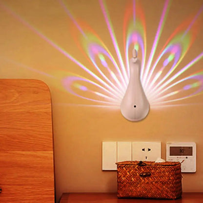 Peacock Projector Lamp Remote Control Night Light Bedside Colorful Atmosphere Light Creative Wall-mounted 9 modes Christmas Gift