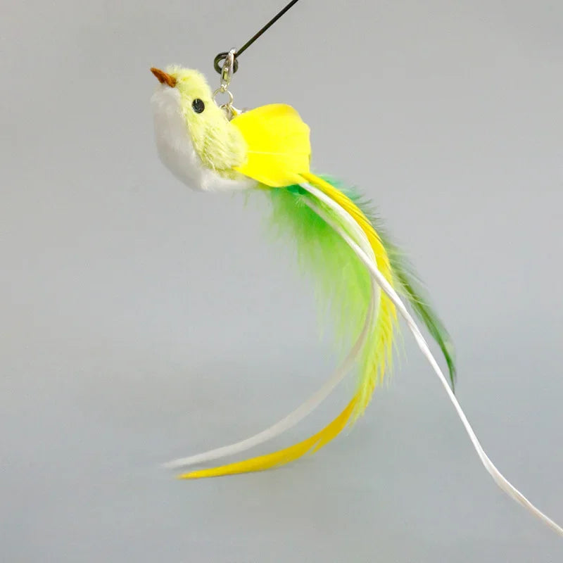 Funny Cat Stick Toy Furry Feather with Bell Cat Stick Toy Kitten Playing Pet Accessories Worm on A String Cat Toys Interactive