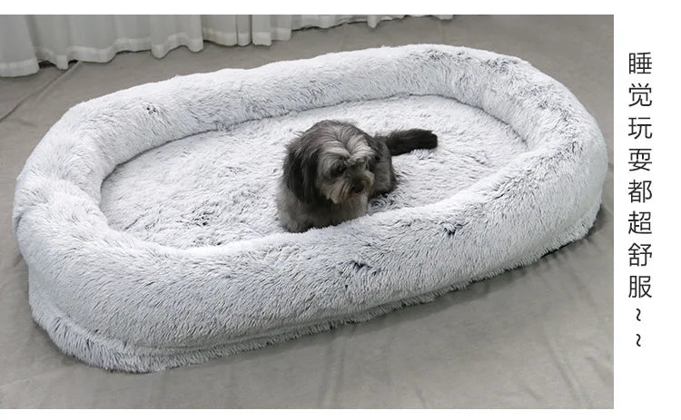 Cross-border explosion human kennel plush human dogbed winter warm sponge dog pad giant dog bed