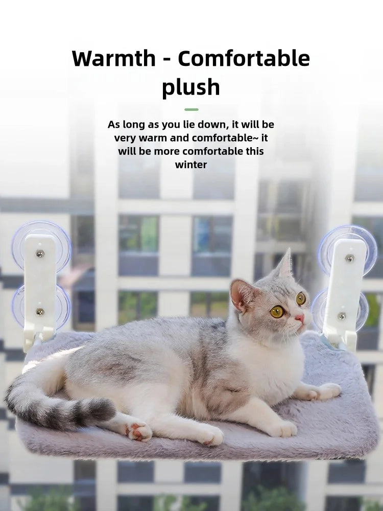 Folding cat hammock plush mesh cat window wall jumping platform double suction cup cat hammock