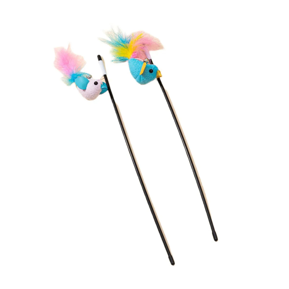 Cat Toy Cat Teaser Sticks Black Plastic Cat Teaser Stick Feather Bird Bell To Relieve Boredom Self Hi Cat Toy Cat Teaser Stick
