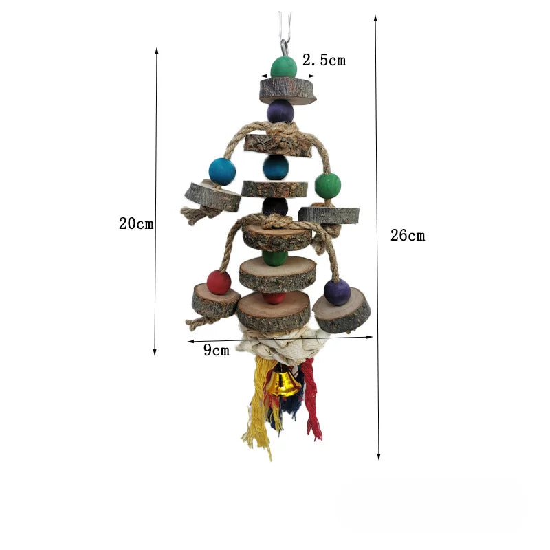 Parrot toys, Colorful wooden bird supplies, Unique shape, Diverse ways to play, Complete variety, Large parrot bite bird toys