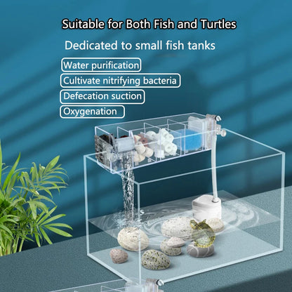 Waterfall Fish Tank Filter Box Wall Mounted Built-in Silent Circulating Water Purifier For  Aquarium Tank Box With Water Pump