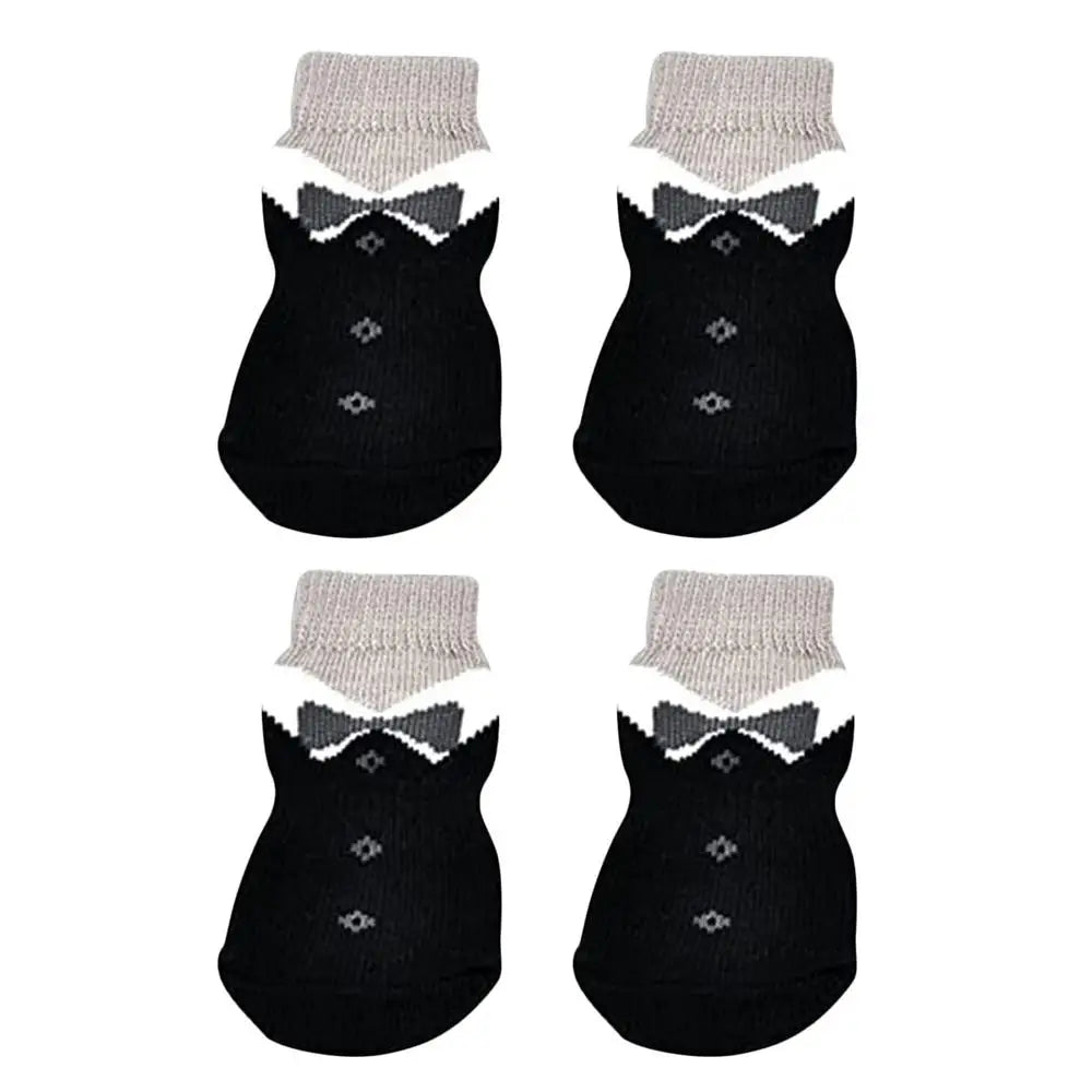 Dog Paw Socks Anti Slip 4pcs Non-slip Dog Snow Socks Small Machine Washable Dog Paw Protectors For Workout Walking Exercising