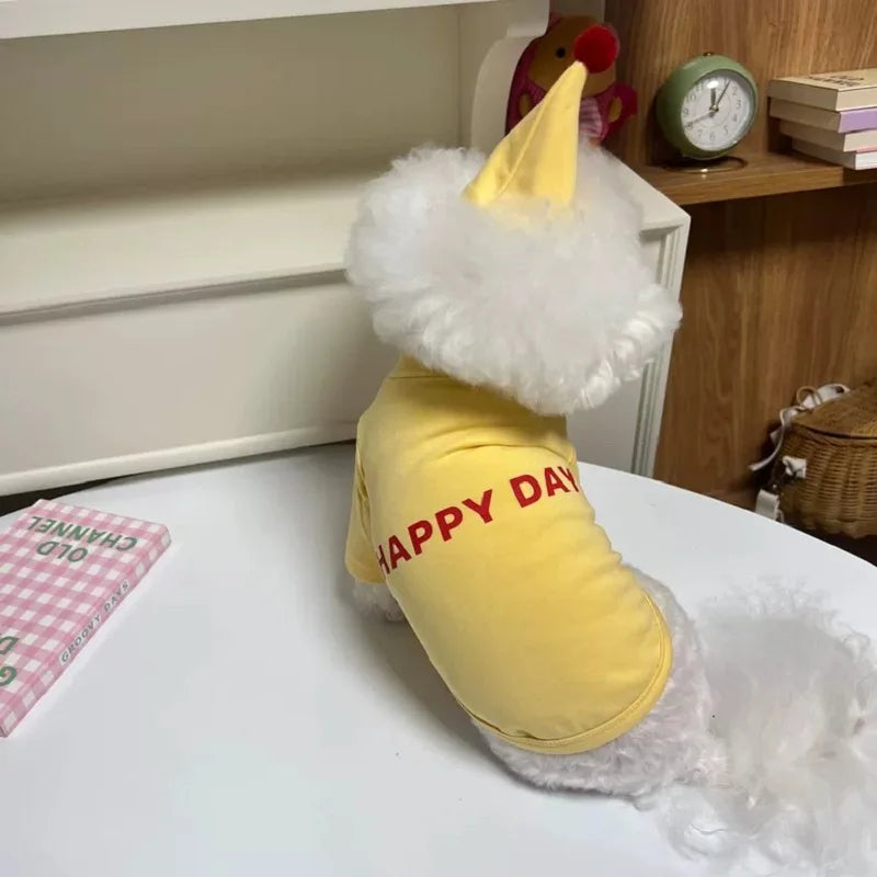 Pet Dog Vest Kitten Puppy Summer T- Shirt Solid Dog Clothes for Small Dogs Cat Dog Birthday Party Festival Accessories Apparels