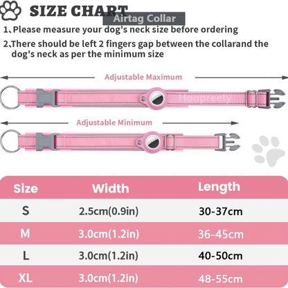 Reflective AirTag Dog Collar, Heavy Duty Dog Collar with Adjustable AirTag Holder Case Accessories for Small Medium Large Dogs