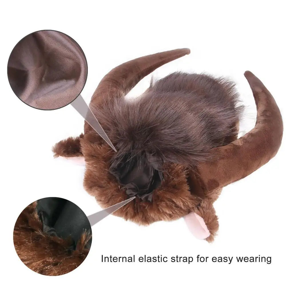 Funny Horn Headgear Pet Hat Headwear Wig Pet Dog Cat Halloween Clothes Pet Dog Accessories For Large Dogs Pet Supplies