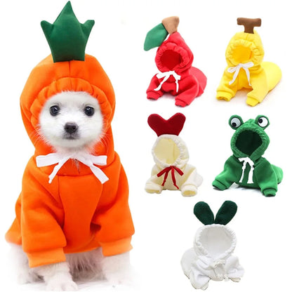 Cute Fruit Pet Costume Dog Clothes for Small Dogs Warm Fleece Doggy Hoodies Pet Dog Cat Clothing Puppy Sweater for Chihuahua Pug