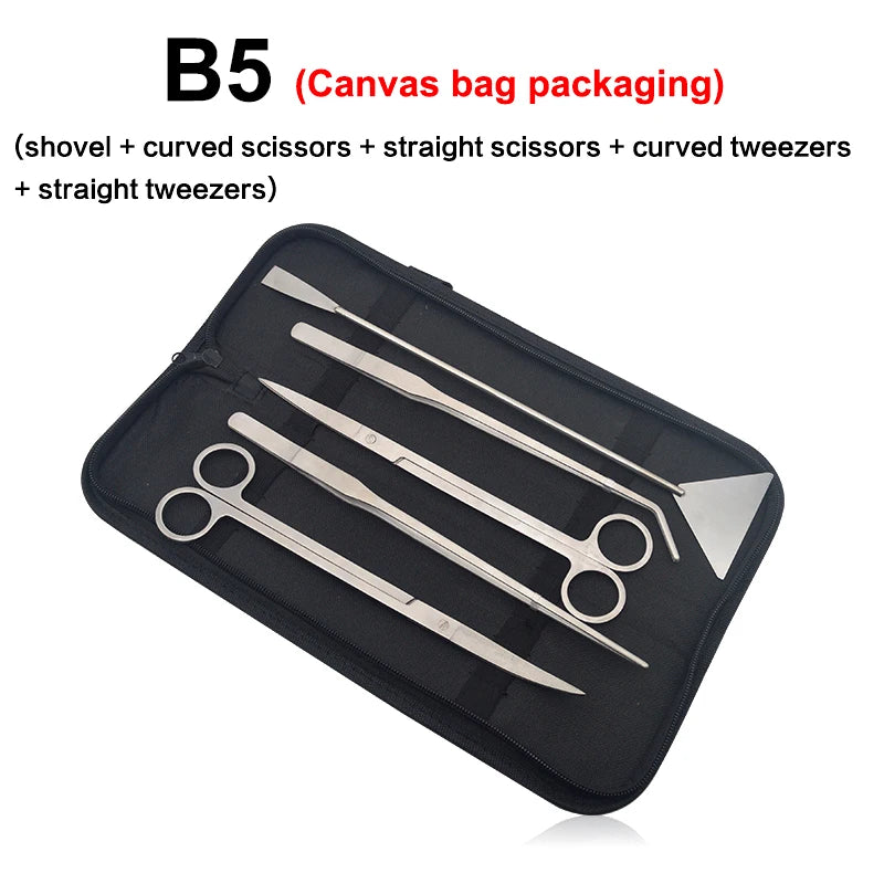 Aquarium Cleaning Tools Set Wave Scissors Tweezers Aquatic Plant Grass Trimming Stainless Fish Tank Tools Aquarium Accessories