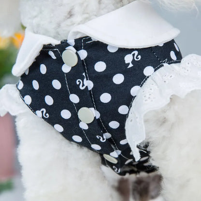Pet Clothes Dog Dot Clothing Female Dogs Cotton Princess Dress Teddy Dog Dress Summer Dress Dog Clothes For Small Dogs