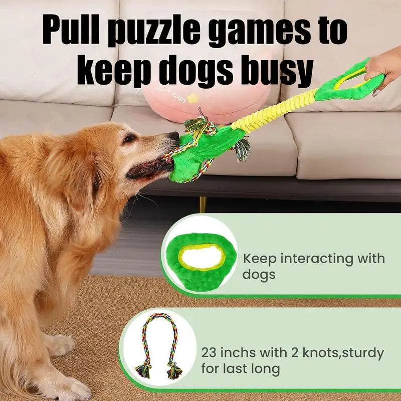 Green Dinosaur Rope Toy Pet Chew Training Animal Toy Pet Chew Training Animal Design Oral Health Teeth Cleaning Pet Squeaky Toy