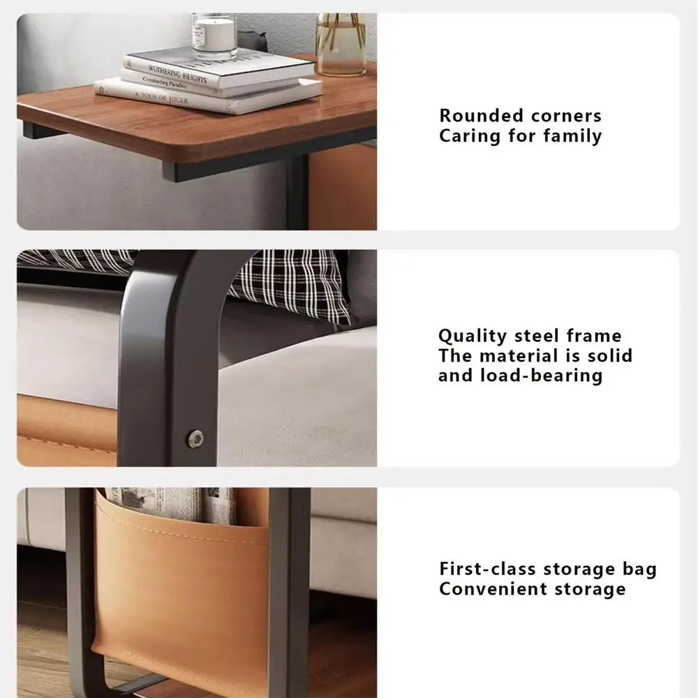 End Table C Shape Small Side Table For Living Room Double Layer Movable Side Table For Sofas Living Rooms Bedside Areas Small