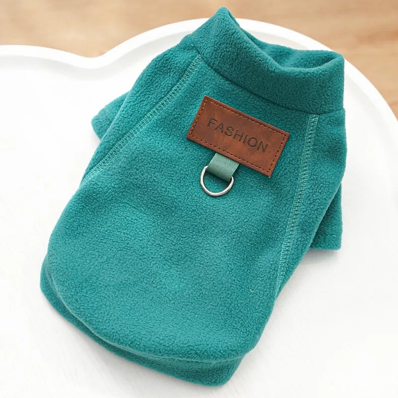 Fleece Dog Jacket Winter Dog Clothes Chihuahua French Bulldog Clothing Pet Costume with Harness D-Ring Luxury Kitten Puppy Coat