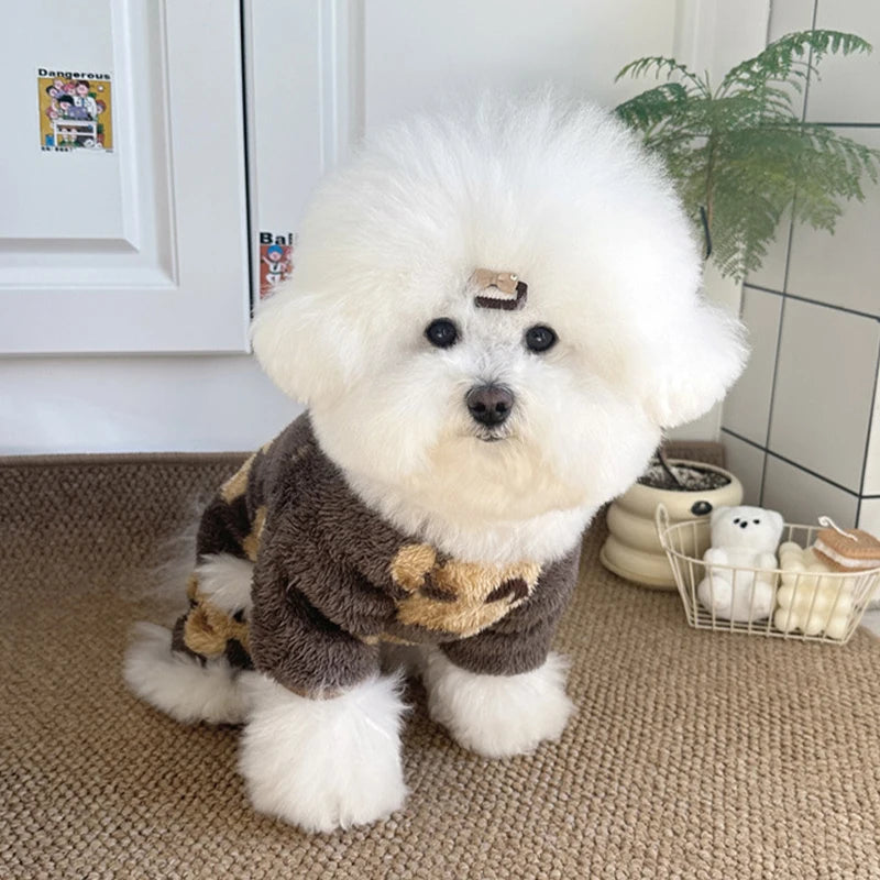 Winter Warm Fleece Dog Jumpsuit Pet Dog Clothes for Small Dogs Autumn Four Legs Pajamas Plush Dog Coat Chihuahua Poodle Costumes