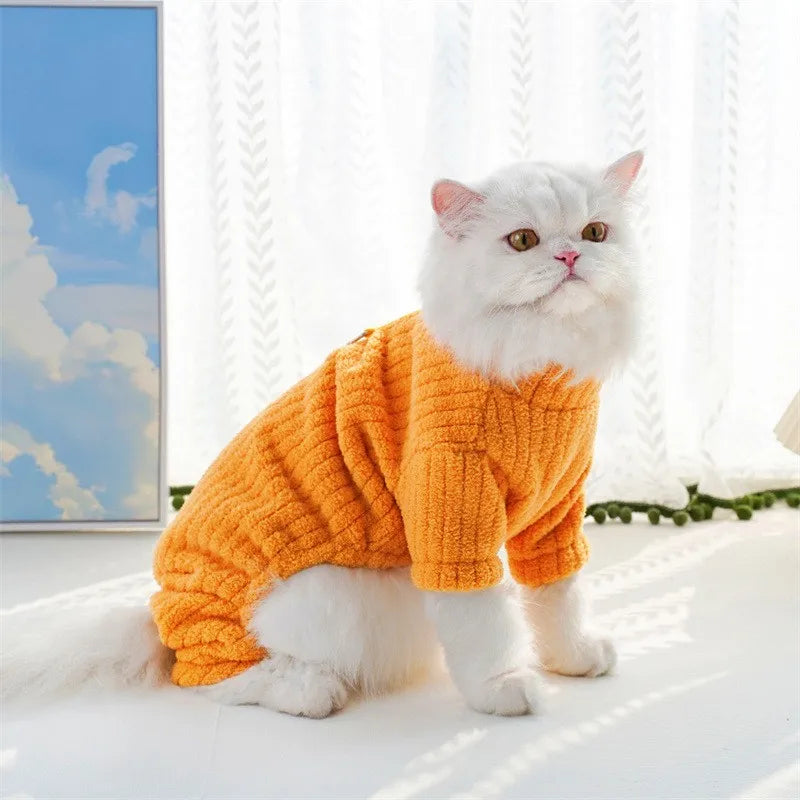 Winter Pet Clothes Dog Jumpsuit Fleece Dog Warm Coat Solid Soft Puppy Sweatshirt Chihuahua French Bulldog Costume Dog Pajamas