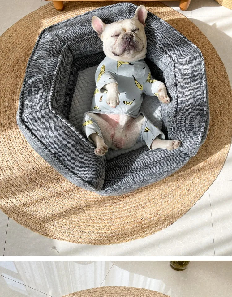 Deep sleep hexagonal dog sofa French fighting kennel dog bed fully removable and washable pet bed thick warm dog cushion