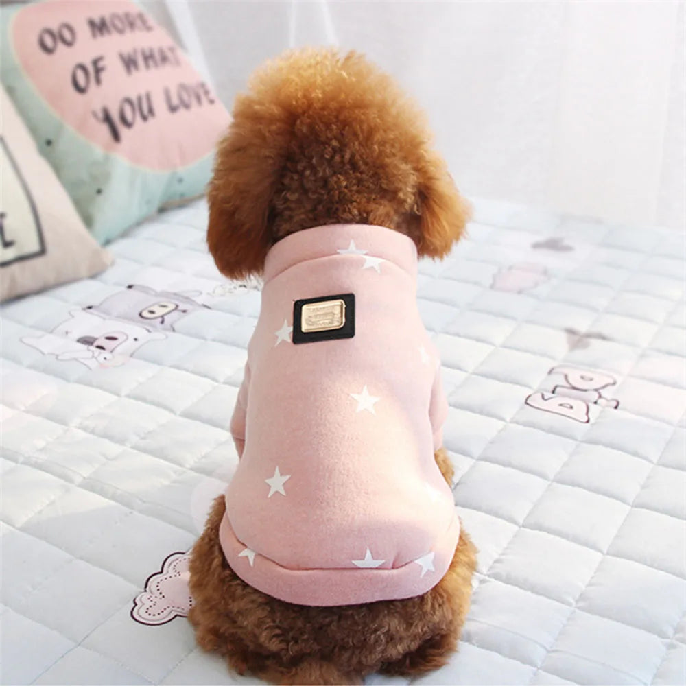 Fashion Star Pet Fleece Sweatshirt Sweater Jacket for Small Dogs Cats Crewneck Winter Coat Puppy Clothes for Poodle Shih Tzu Pug