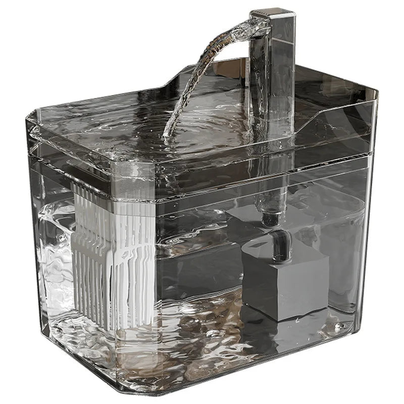 High end transparent cat water dispenser, plug-in automatic wired water dispenser, circulating flow water basin, pet water dispe