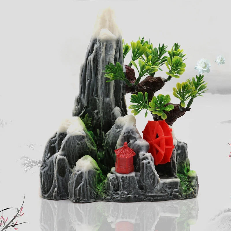Resin Aquarium Rockery Mountain Decoration Artificial View Rock Cave Stone Tree Fish Tank Ornament Pet Supplies Home Decor
