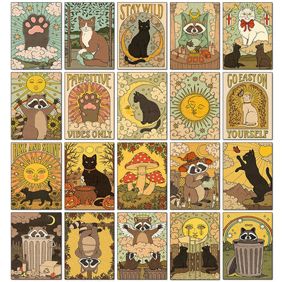 Tarot Cards Cat 5D Diamond Painting Cute Raccoon Full Diamond Cross Stitch Cartoon Animal Embroidery Mosaic Art Home Decoration